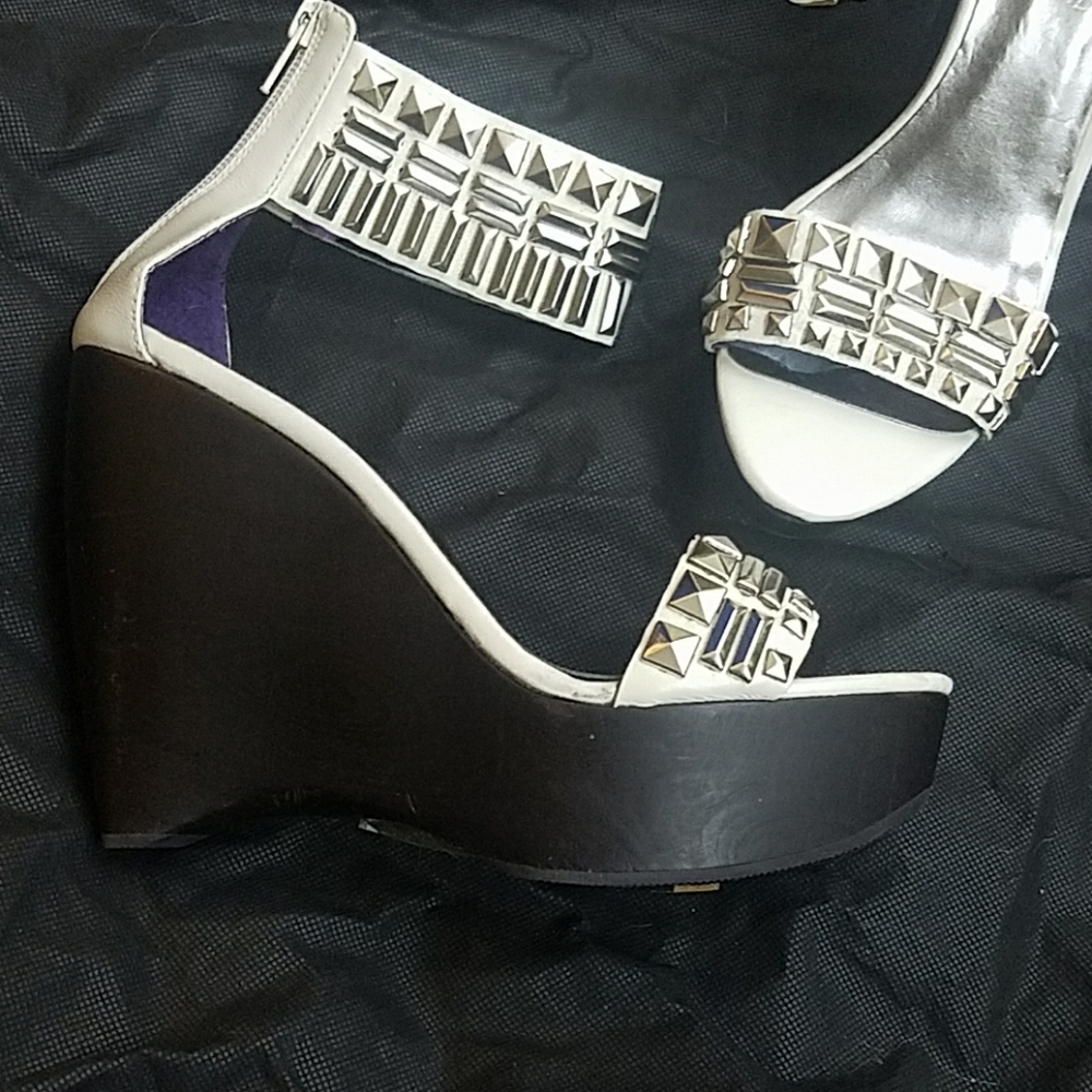 Black Rooster | Studded Ankle Strap Wedge Platform
